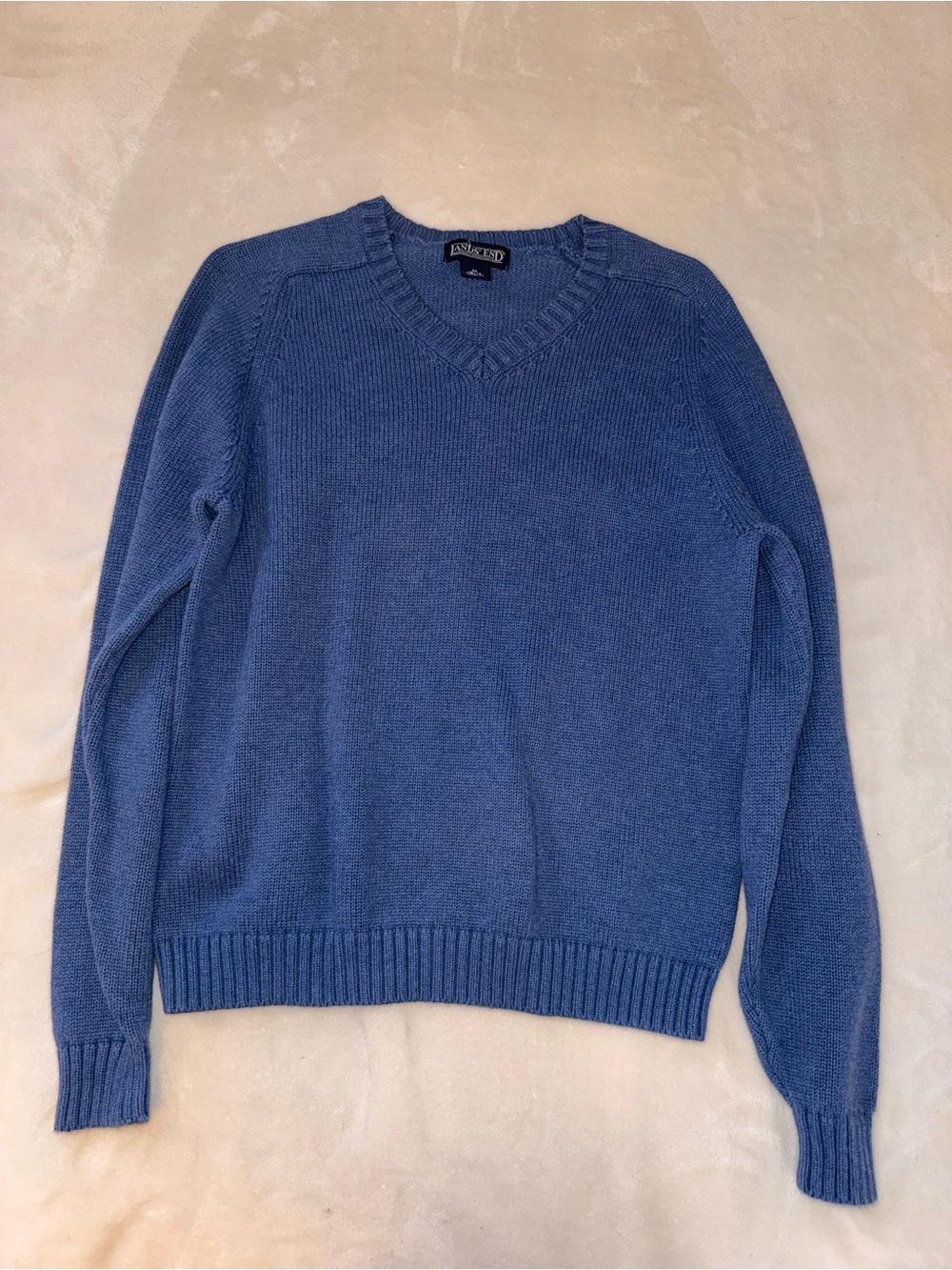Lands' End Blue V-Neck Sweater Size Medium